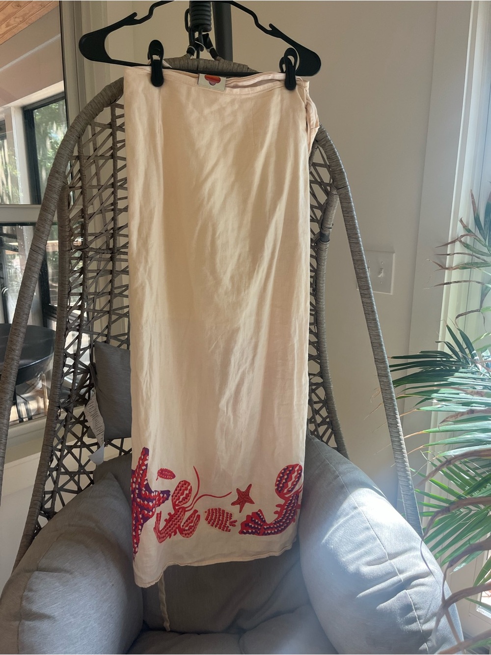 FARM Rio Cream Wrap Skirt with Pink and Purple Shell Print - Picture 7 of 7